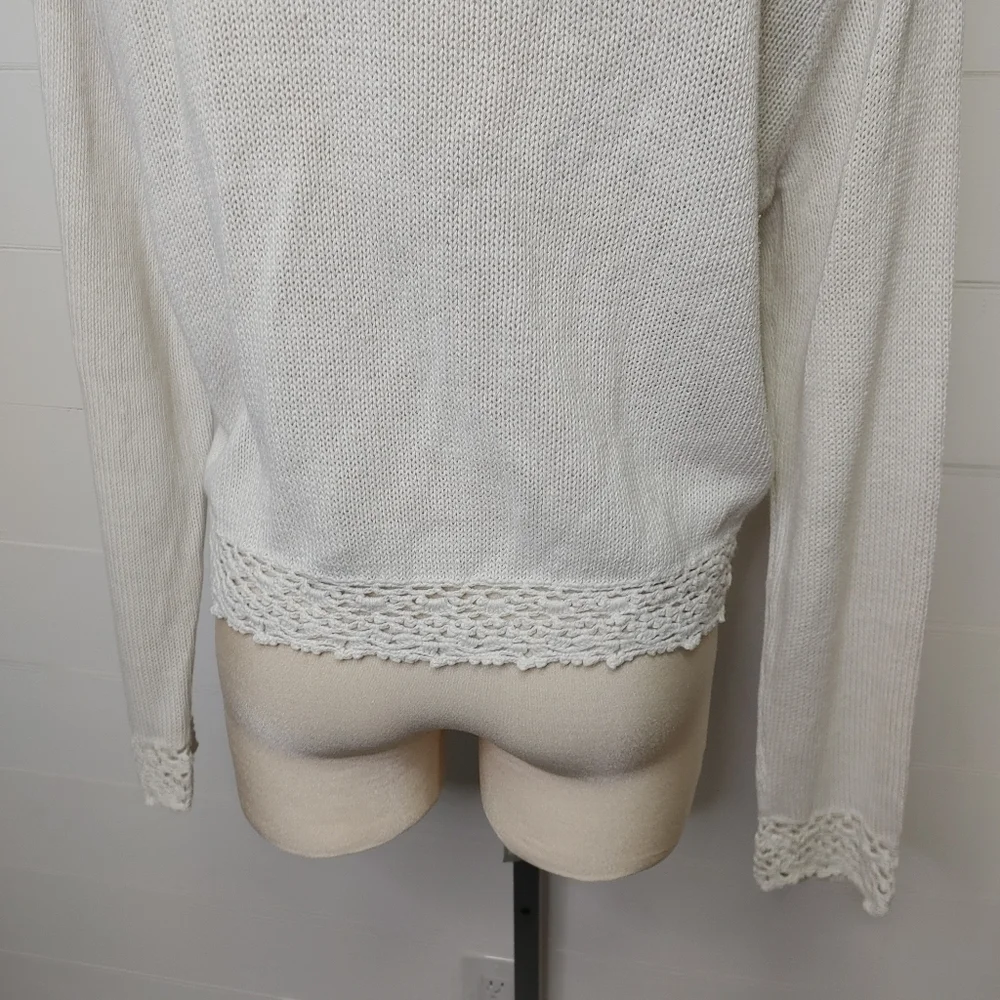 Vintage Hand Crafted Ramie Cotton Rosebud Crochet Cardigan Size S/M - Picture 8 of 12